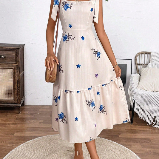 VCAY Sleeveless Floral Dress for Casual and Vacation Wear