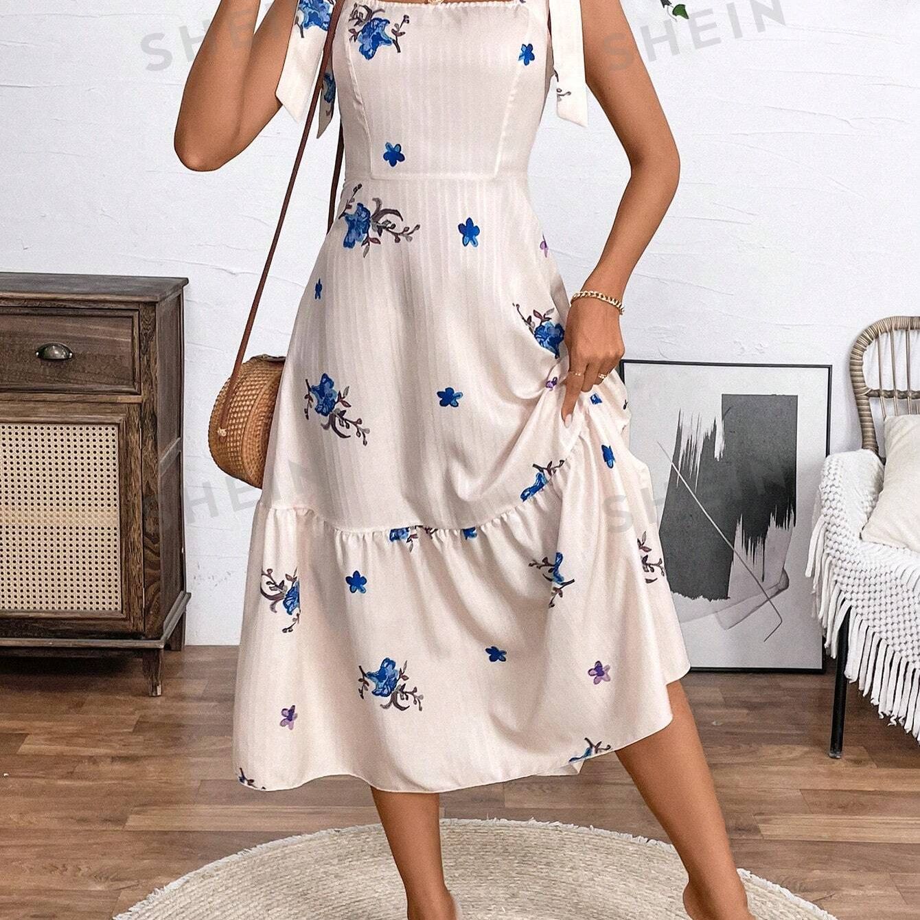 VCAY Sleeveless Floral Dress for Casual and Vacation Wear