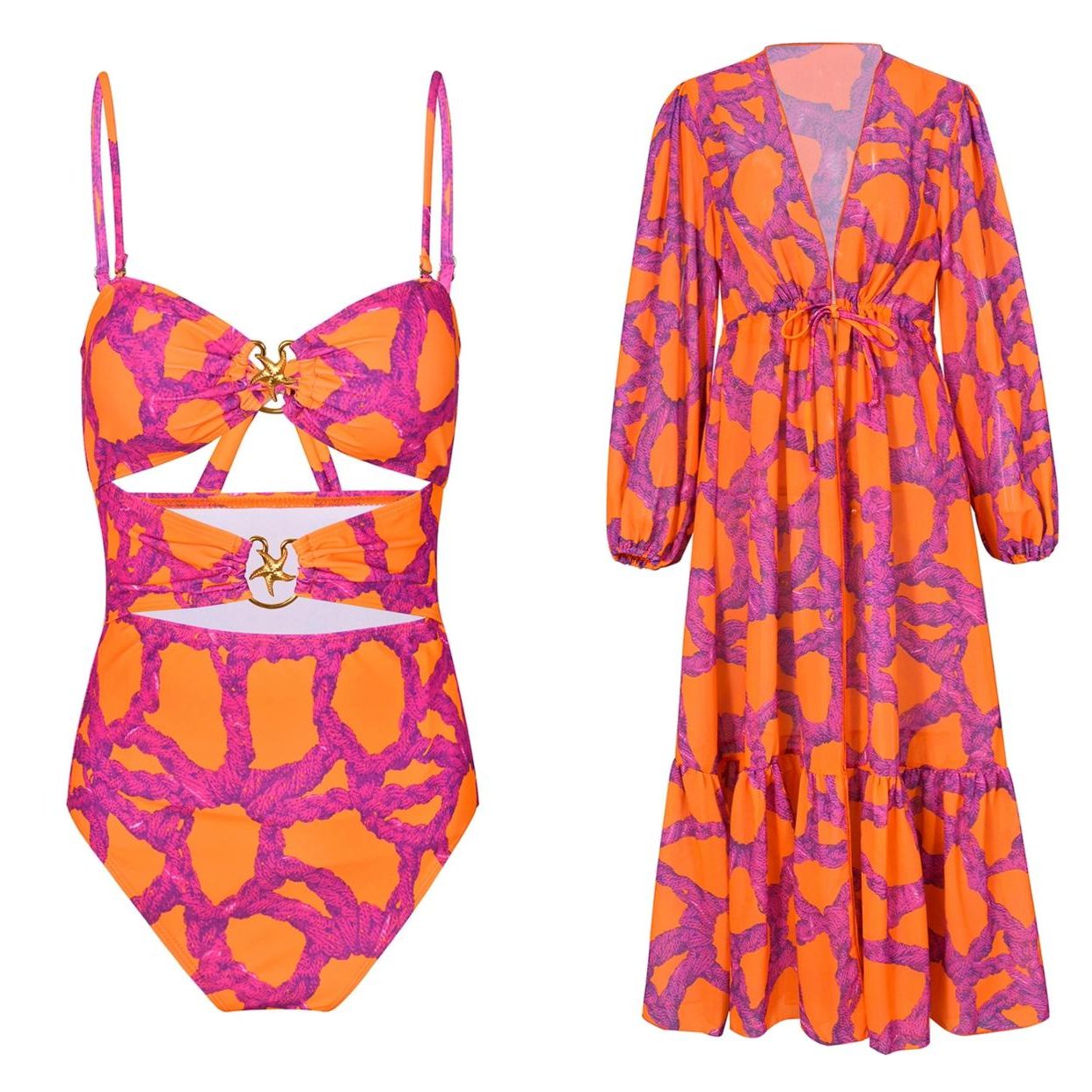 Bikini in Orange and Red with CoverUps